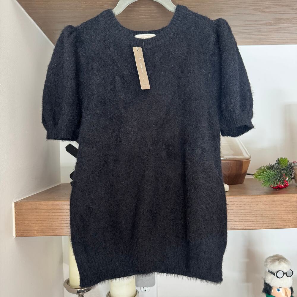 J.Crew The Reeds Bubble Sleeve Sweater in Black